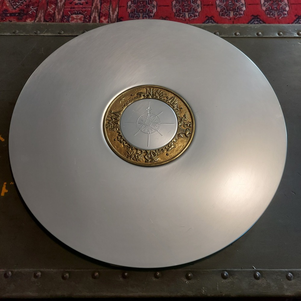 Vintage Kensington Aluminum Nautical Compass Rose Serving Tray 15 Inch Round MCM